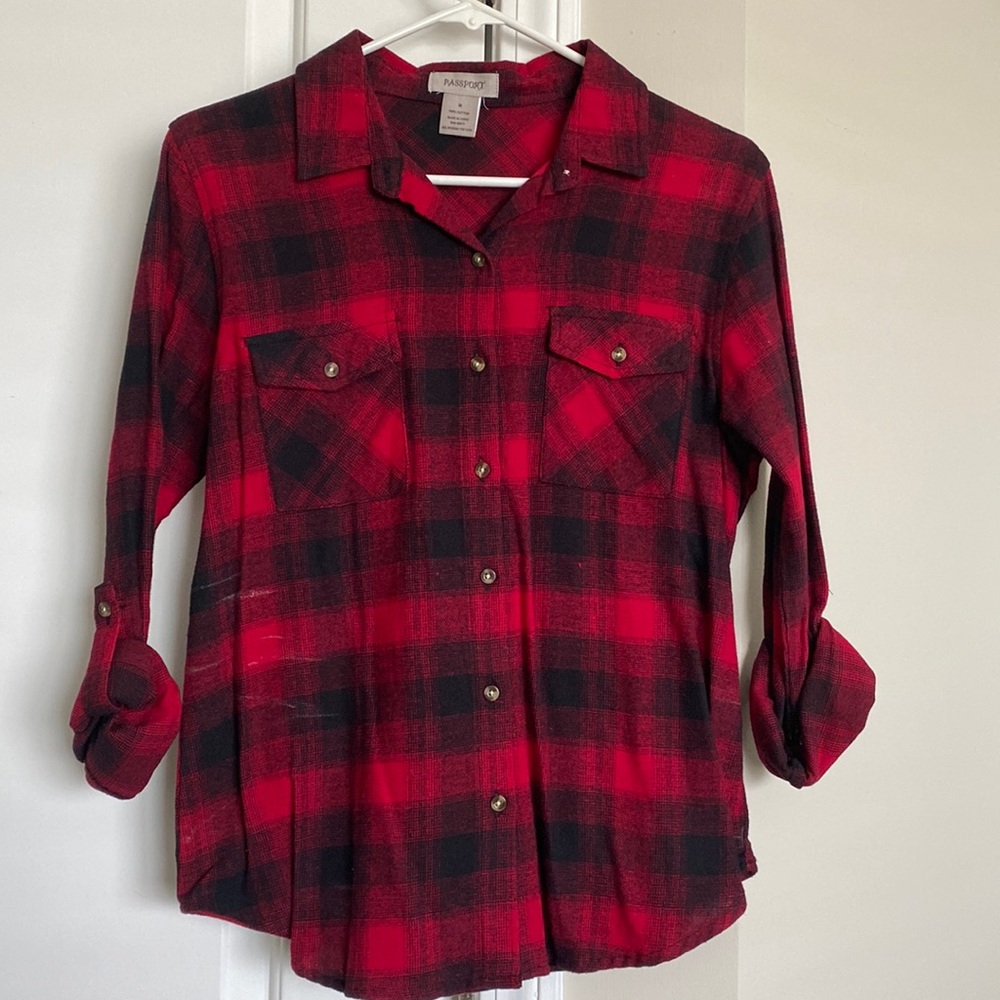 Plaid Print Drop Shoulder Blouse